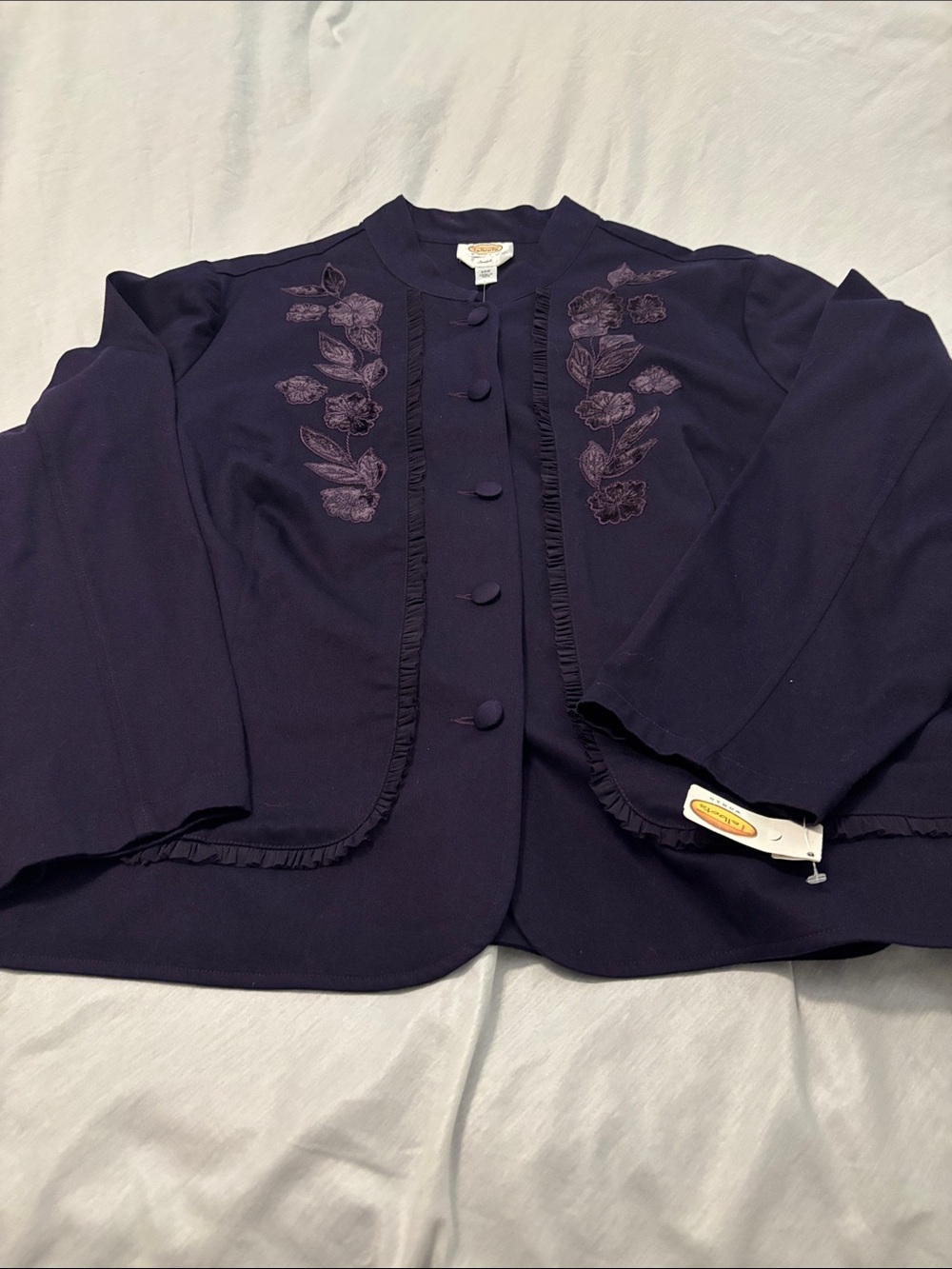VTG Talbots Dark Plum Embroidered Button-Front Jacket SZ 22W cotton stretch NWT